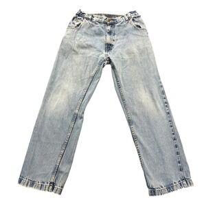 Duke Haband Relaxed Fit Jeans Mens‎ 32 Light Wash Elastic Waist Distressed 90s